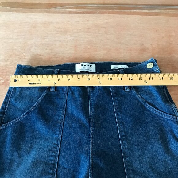 Frame Le Flare De Francoise Flare Jeans Women 32 Blue Mid Rise Raw Hem Preppy - Picture 10 of 15